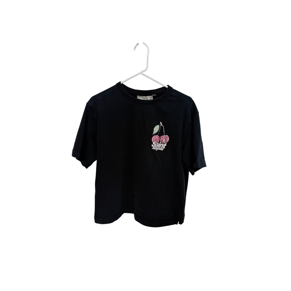 Rebel Vengeance Saint Angeles Cherry Graphic Tee Black Medium Short Sleeve Boxy